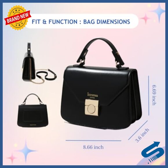 Vegan Leather Satchel Crossbody Bag with Adjustable Strap - Picture 4 of 7